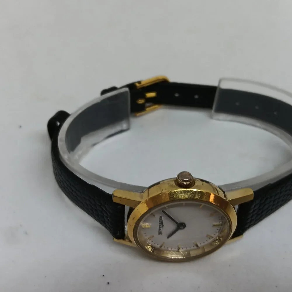 Wittnauer JV2527 Women's 24mm Gold Tone White Dial Swiss Quartz Watch NEW BATT